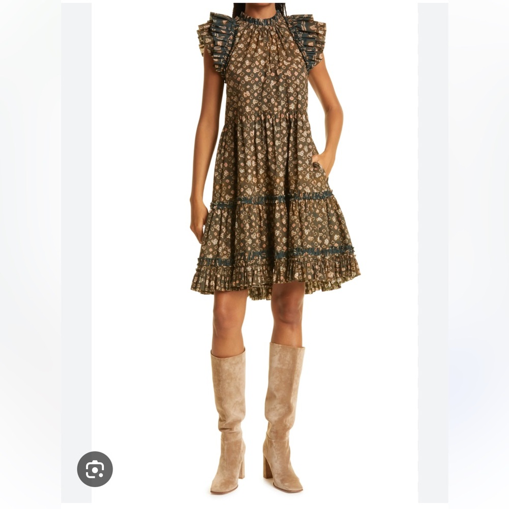 Ulla Johnson Joan Mix Print Cotton Dress Jasper